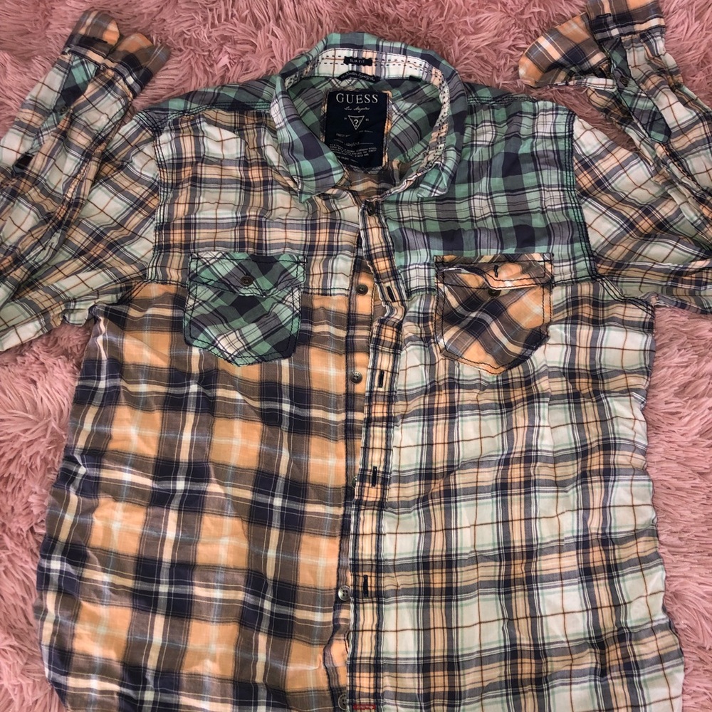 Guess Multicolor Mens Button Down Top